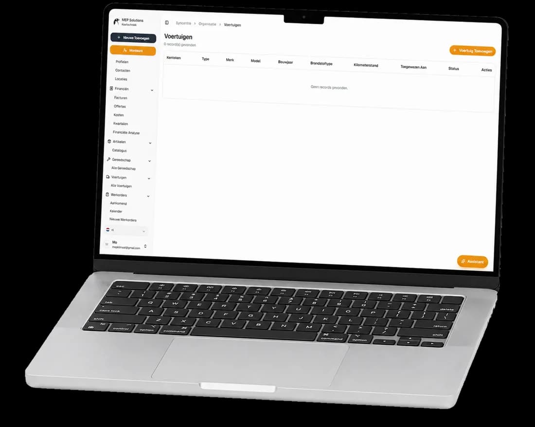 Syncentra dashboard in dagelijks gebruik bij MEP Koeltechniek