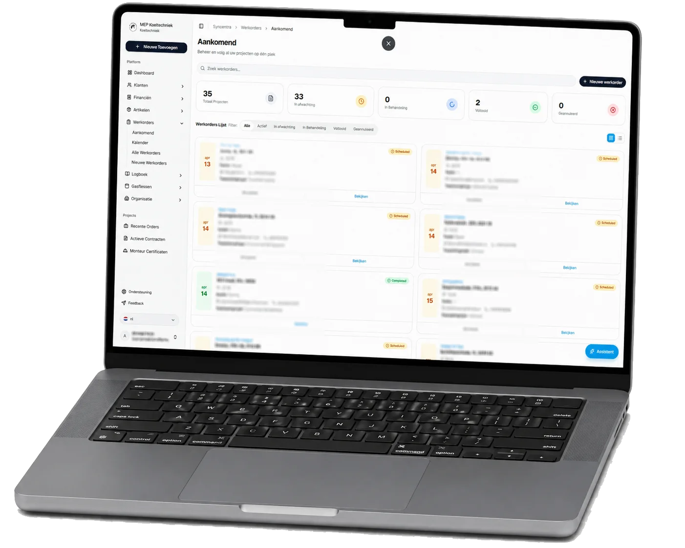 Facturatiesoftware voor koeltechniekbedrijven met offertes en financiële analyse in Syncentra