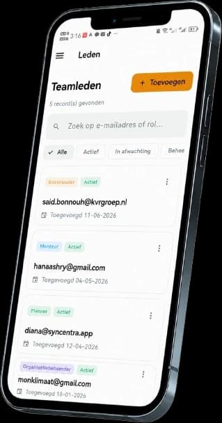 Factuuroverzicht in de mobiele Syncentra-software voor koeltechniekbedrijven
